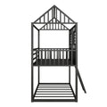 Twin Over Twin Size Metal Low Bunk Beds With Roof