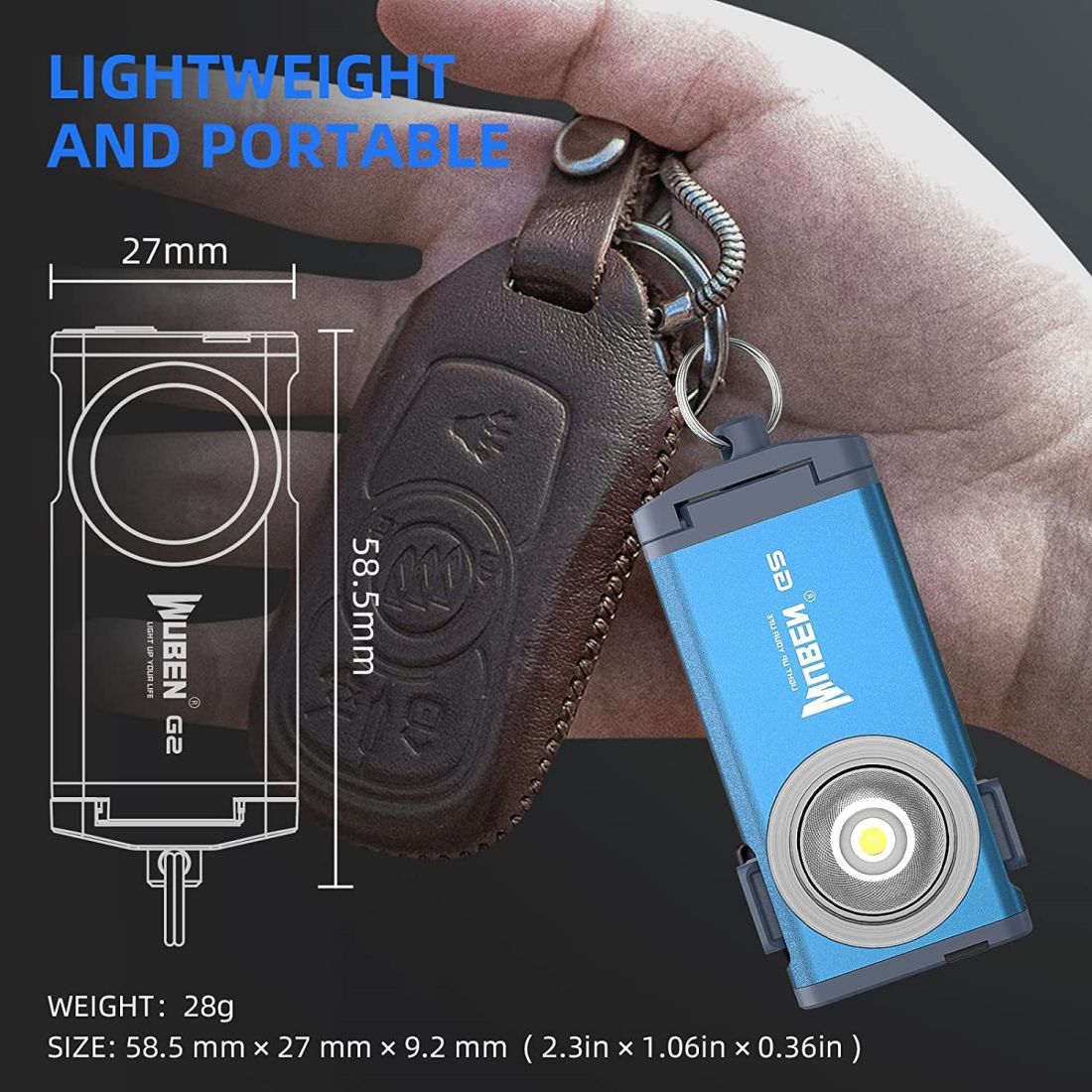 G2 mini flashlight key chain,5 modes small Led blue-plastic