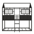 Twin Over Twin Size Metal Low Bunk Beds With Roof