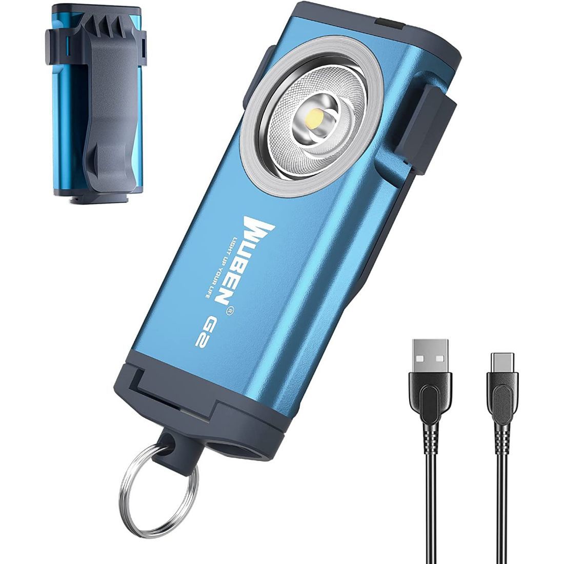 G2 mini flashlight key chain,5 modes small Led blue-plastic