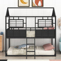 Twin Over Twin Size Metal Low Bunk Beds With Roof