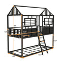 Twin Over Twin Size Metal Low Bunk Beds With Roof