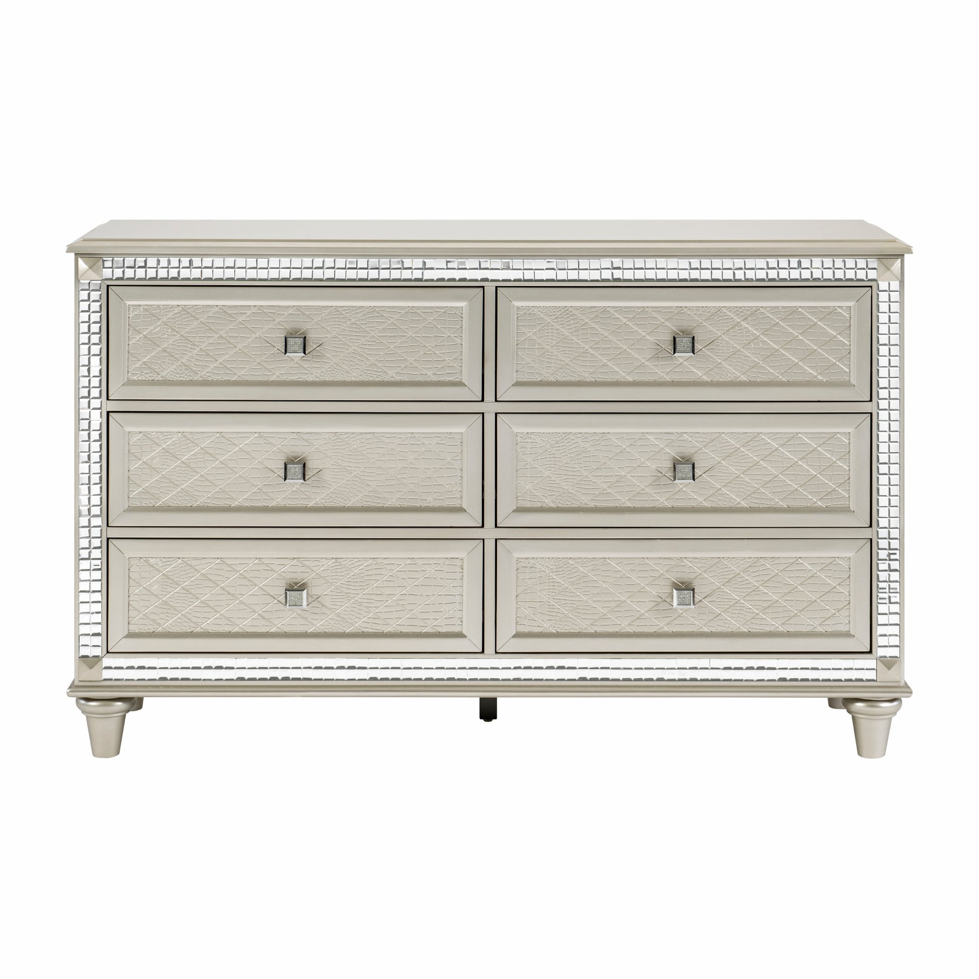 Luxury Champagne Finish Dresser of 6 Drawers 1pc champagne-5 drawers & above-bedroom-ball bearing