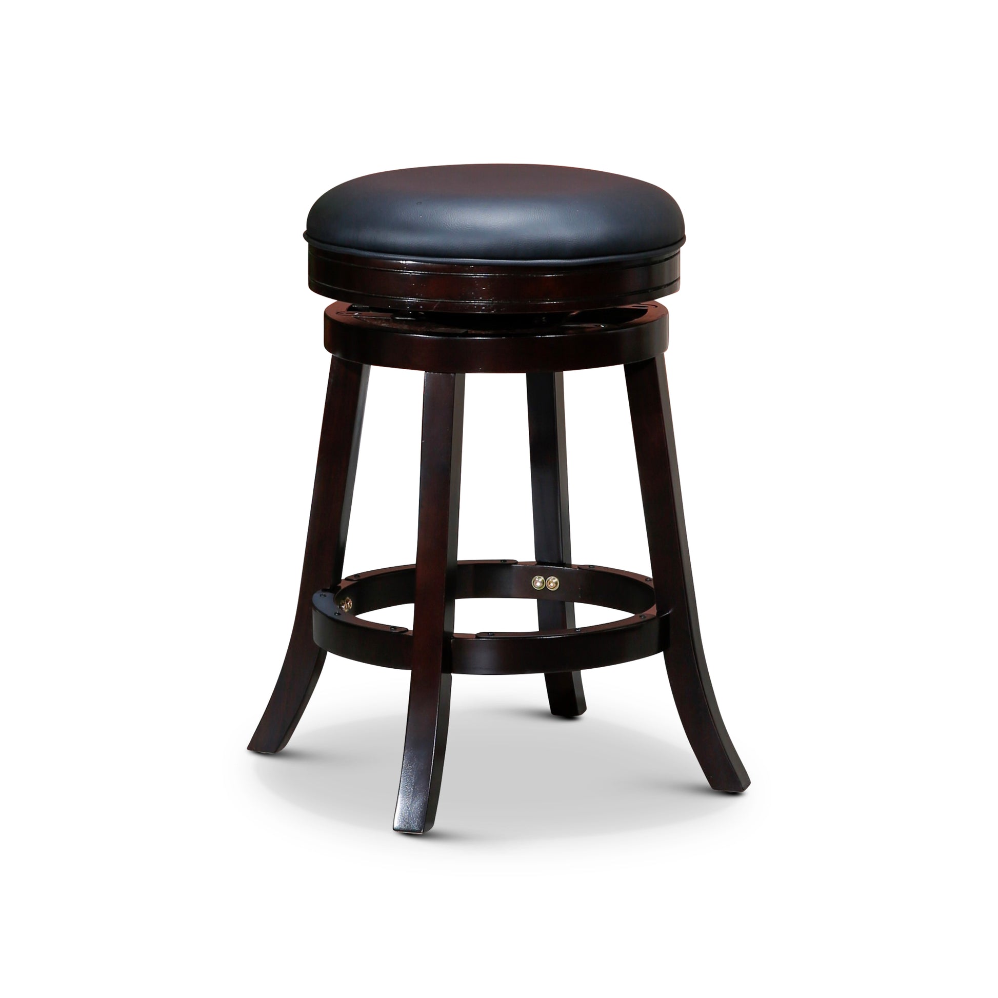 24" Counter Stool, Espresso Finish, Black Leather Seat espresso-bonded leather