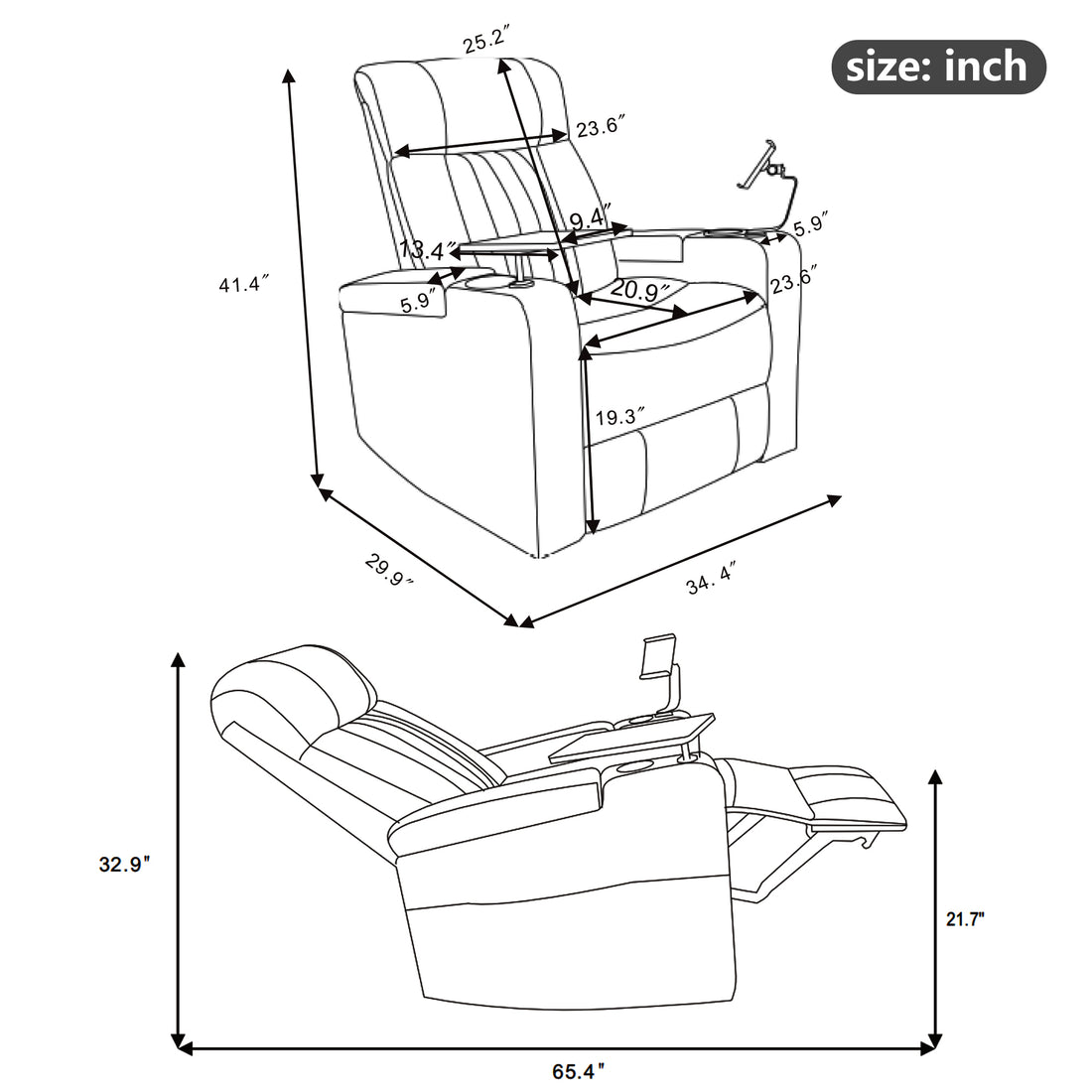 Premium Power Recliner With Storage Arms,