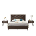 B100S Queen Bed With Two Nightstands, Button