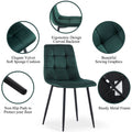 Green Velvet Dining Chairs Set Of 4 - Metal Green