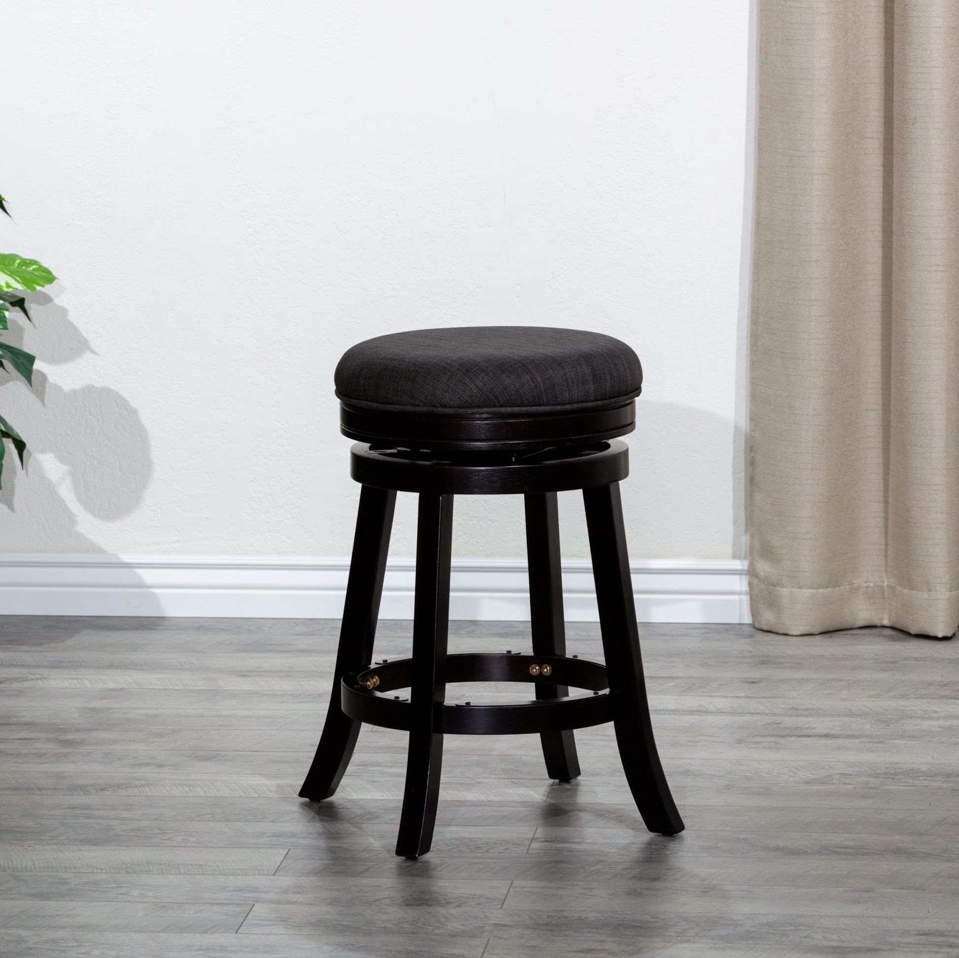 24" Counter Stool, Espresso Finish, Charcoal Fabric espresso-fabric