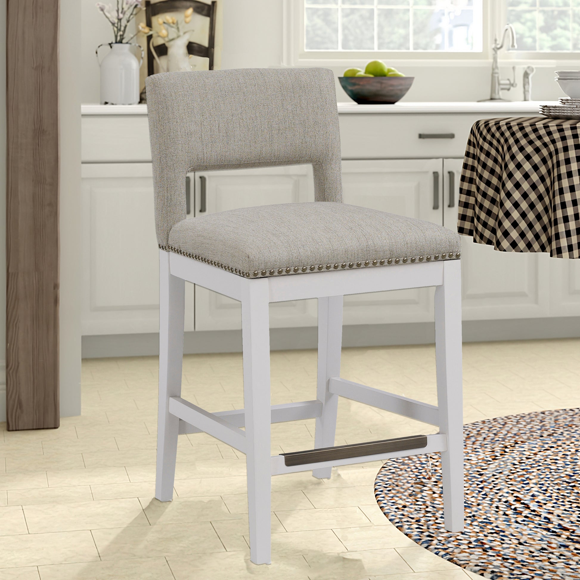 Rockwell Grey Counter Stool taupe-foam-solid wood