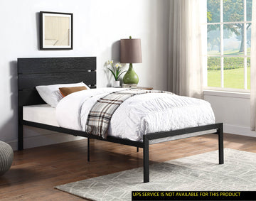 Black Metal Frame Twin Size Bed 1pc black-metal