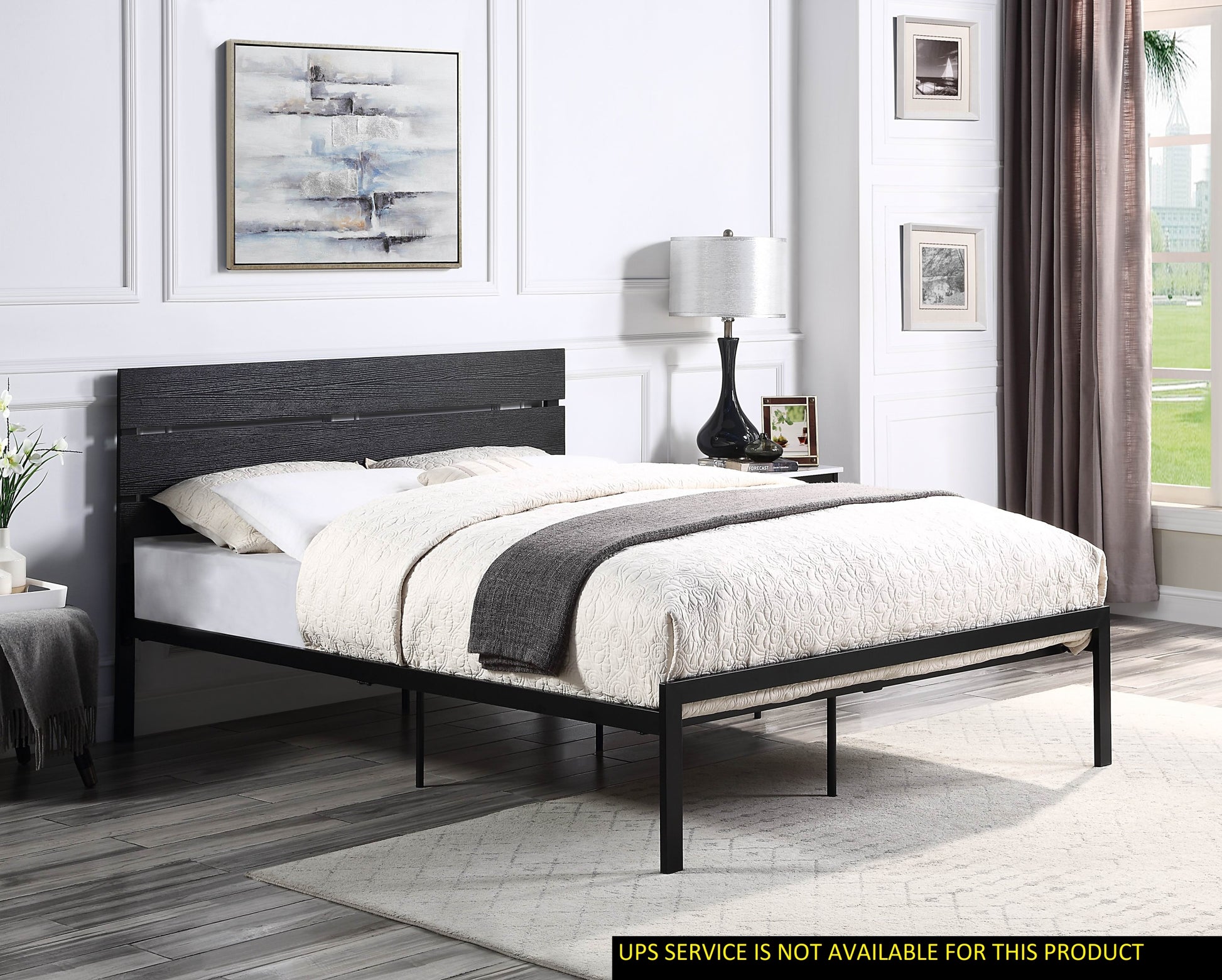 Black Metal Frame Full Size Bed 1pc full-black-metal-bedroom-metal