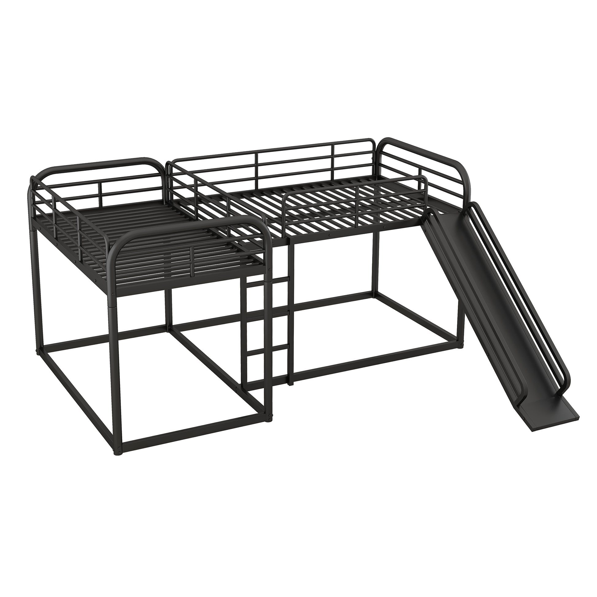 Full And Twin Size L Shaped Bunk Bed With Slide