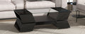 ON TREND 6mm Glass Top Coffee Table with Open Shelves black-particle board