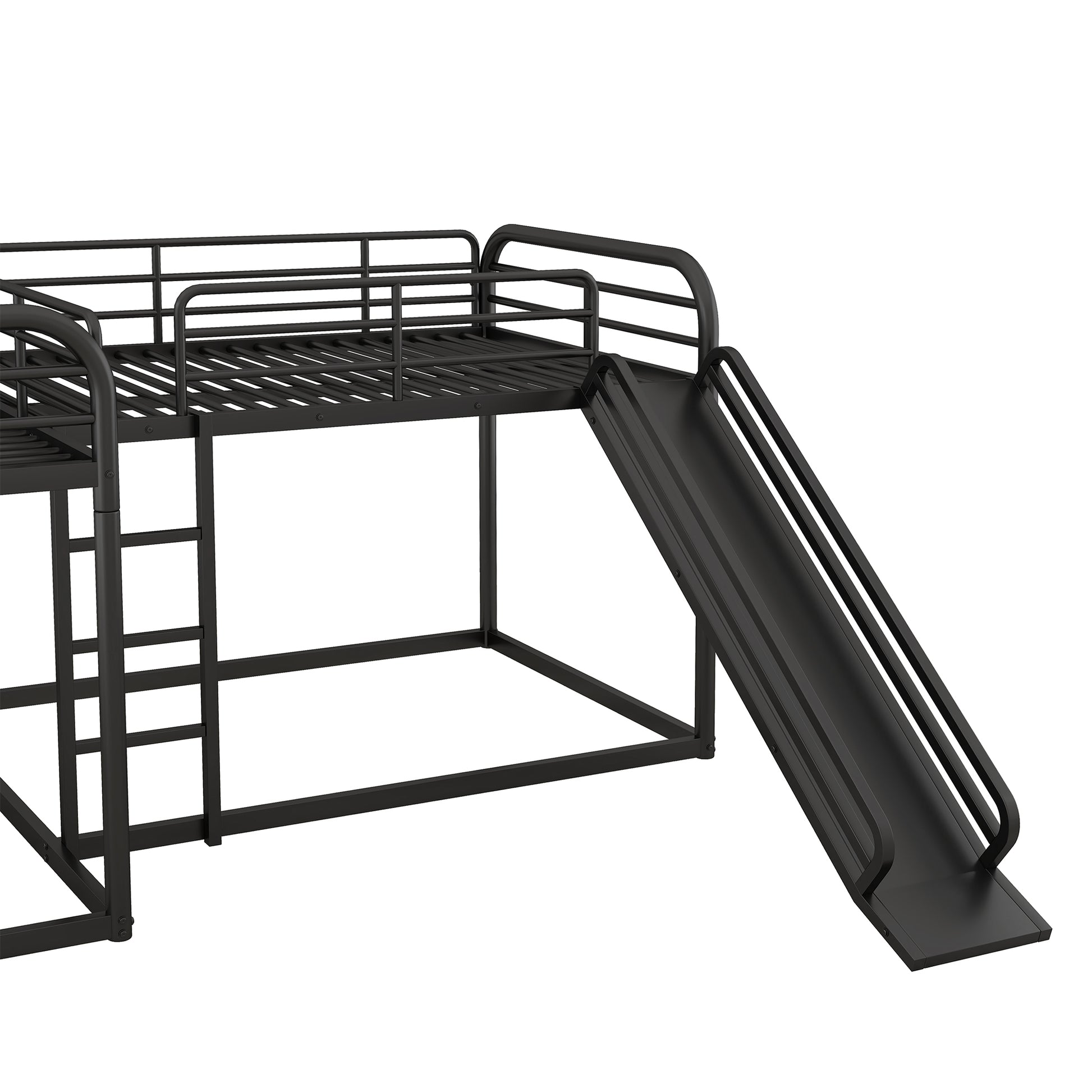 Full And Twin Size L Shaped Bunk Bed With Slide