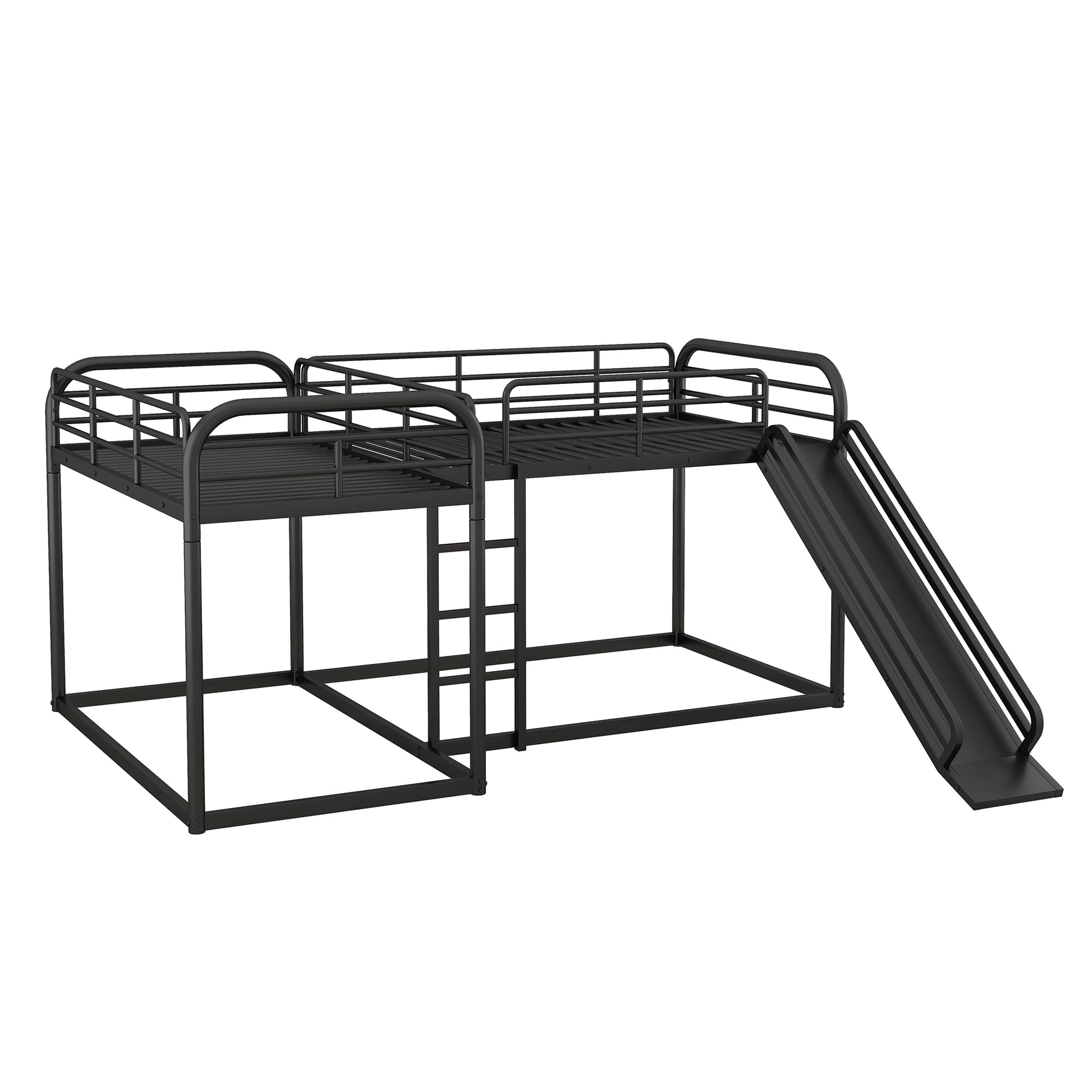 Full And Twin Size L Shaped Bunk Bed With Slide