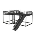 Full And Twin Size L Shaped Bunk Bed With Slide