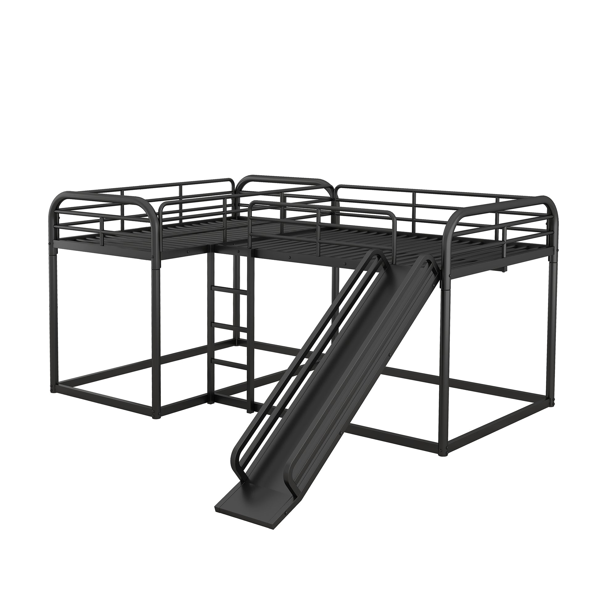 Full And Twin Size L Shaped Bunk Bed With Slide