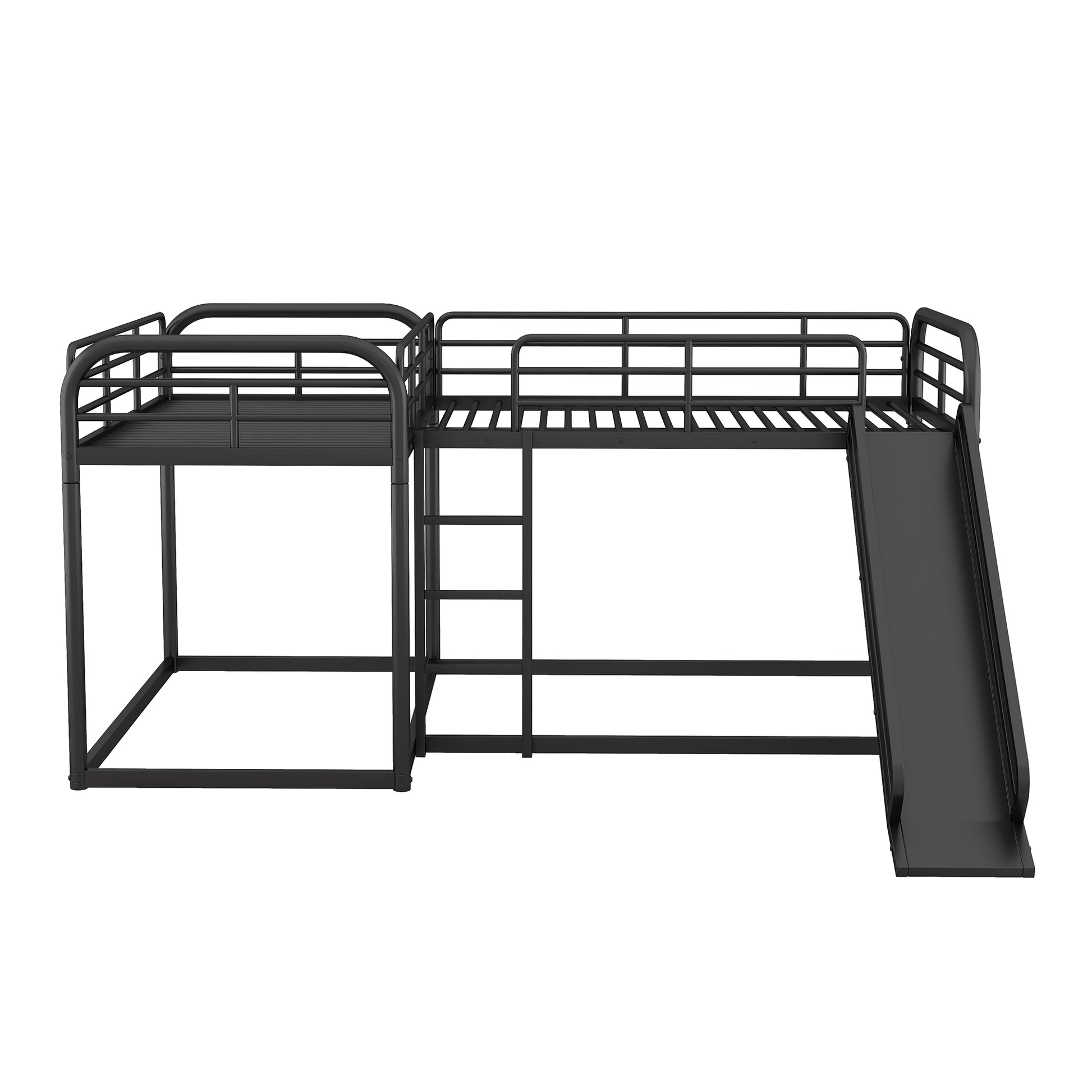 Full And Twin Size L Shaped Bunk Bed With Slide