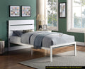 White Metal Frame Twin Size Bed 1pc Casual Style twin-white-metal-bedroom-metal