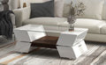 ON TREND 6mm Glass Top Coffee Table with Open Shelves white-particle board