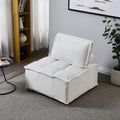 Lazy sofa ottoman with gold wooden legs teddy fabric white-foam-fabric