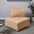 Lazy sofa ottoman with gold wooden legs teddy fabric khaki-foam-fabric