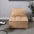 Lazy sofa ottoman with gold wooden legs teddy fabric khaki-foam-fabric