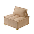 Lazy sofa ottoman with gold wooden legs teddy fabric khaki-foam-fabric