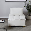 Lazy sofa ottoman with gold wooden legs teddy fabric white-foam-fabric