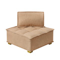 Lazy sofa ottoman with gold wooden legs teddy fabric khaki-foam-fabric