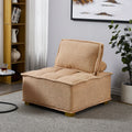 Lazy sofa ottoman with gold wooden legs teddy fabric khaki-foam-fabric