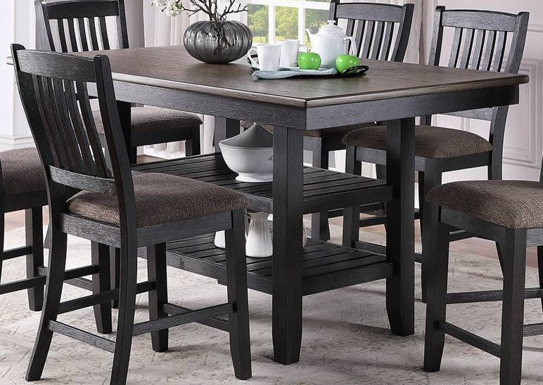 1pc Cunter Height Dining Table Dark Coffee Finish coffee-gray-dining