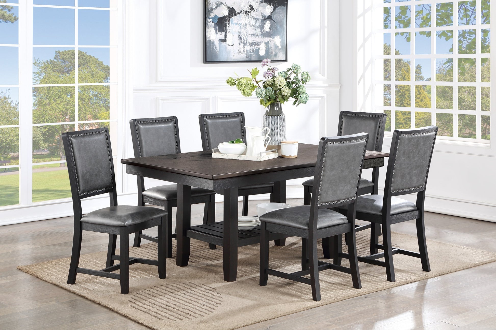 1pc Dining Table Dark Coffee Finish Kitchen Breakfast coffee-gray-dining