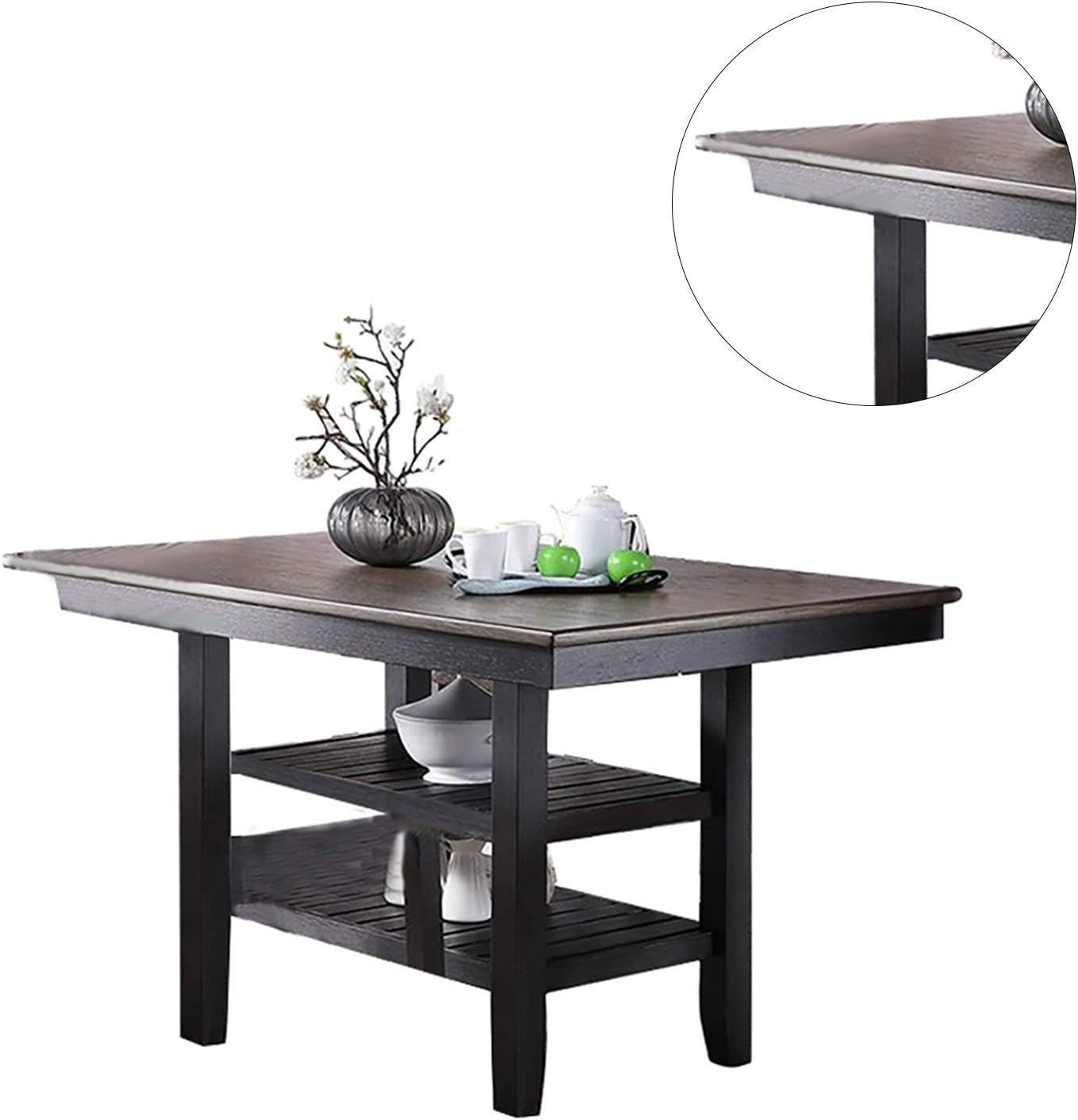 1pc Cunter Height Dining Table Dark Coffee Finish coffee-gray-dining