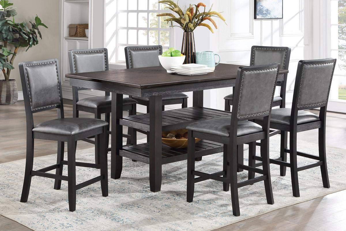 1pc Cunter Height Dining Table Dark Coffee Finish coffee-gray-dining