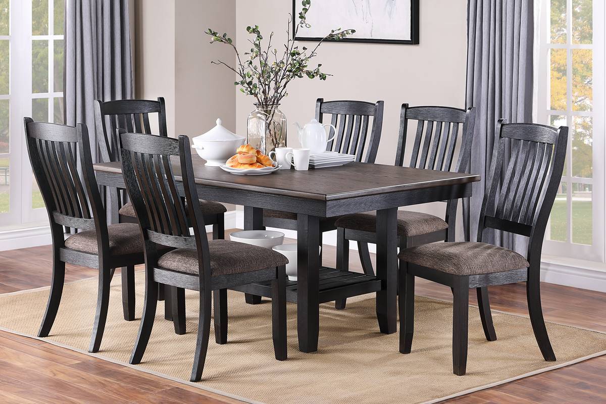 1pc Dining Table Dark Coffee Finish Kitchen Breakfast coffee-gray-dining