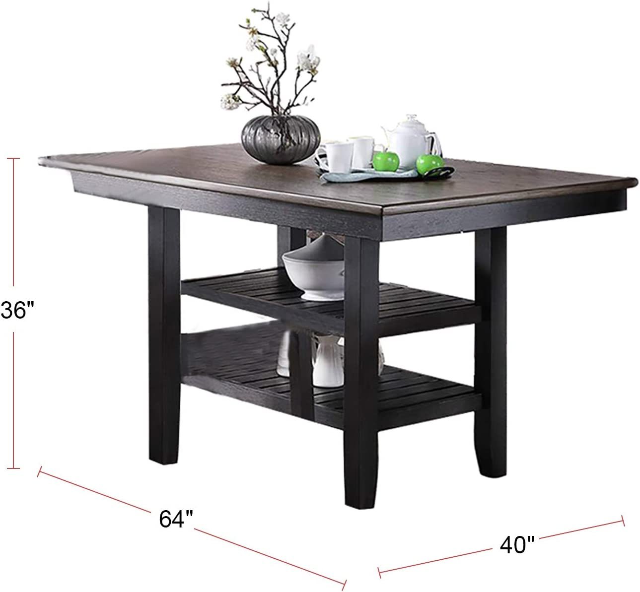 1pc Cunter Height Dining Table Dark Coffee Finish coffee-gray-dining