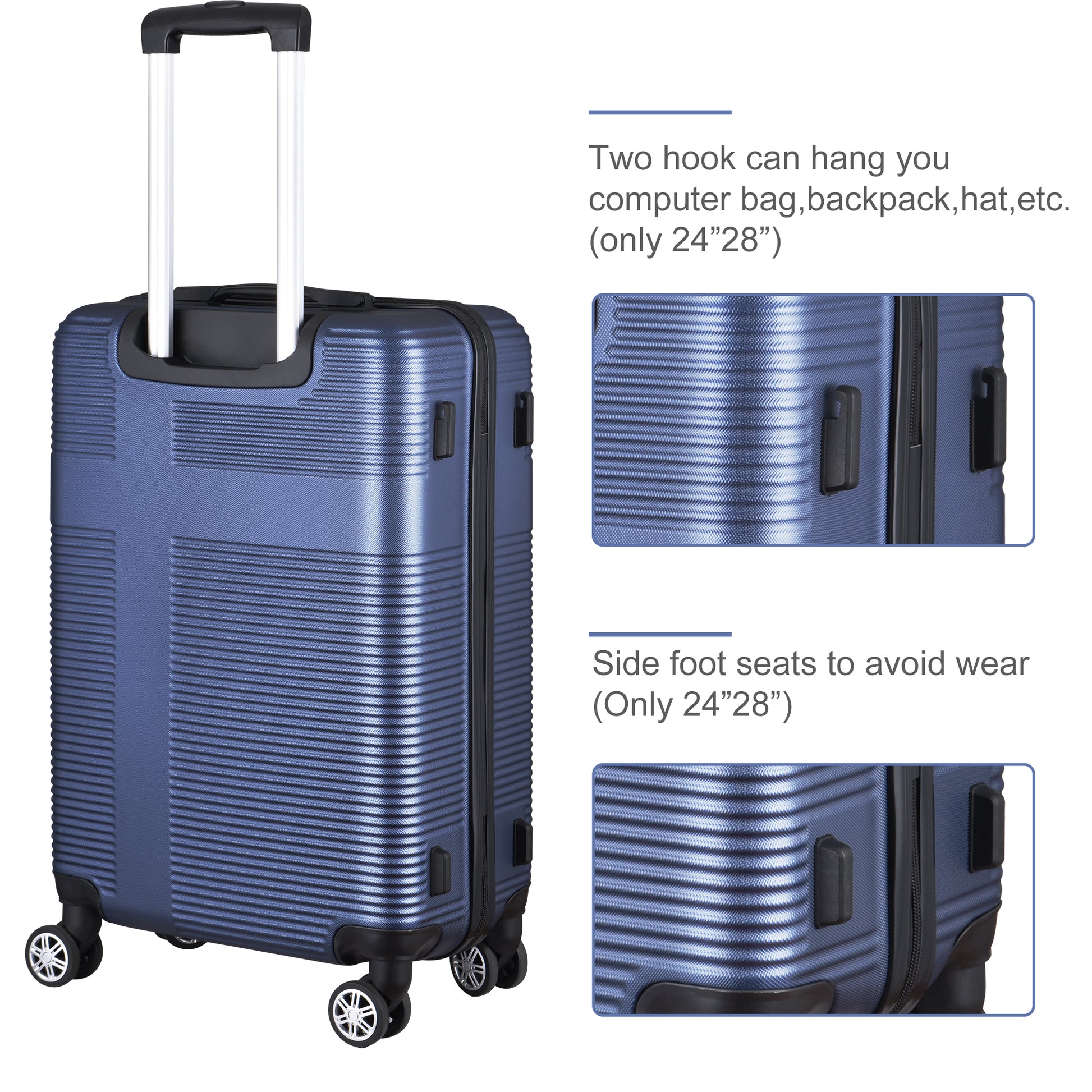 3 Piece Luggage With Tsa Lock Abs, Durable