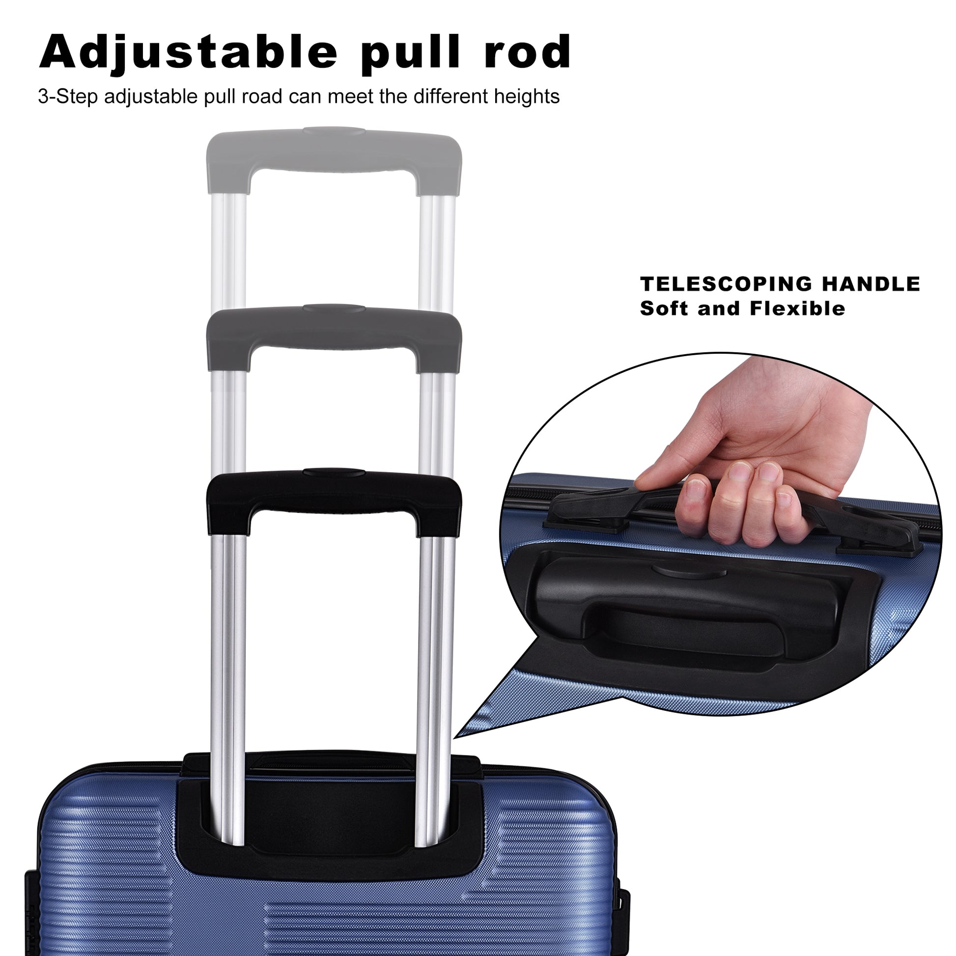 3 Piece Luggage With Tsa Lock Abs, Durable