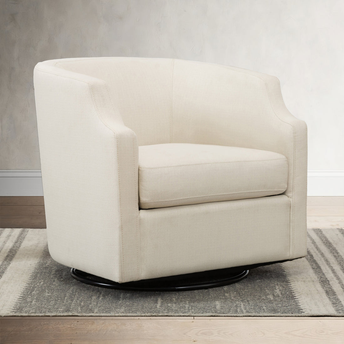 Isabelle Linen Swivel Glider Barrel Chair natural-foam-polyester