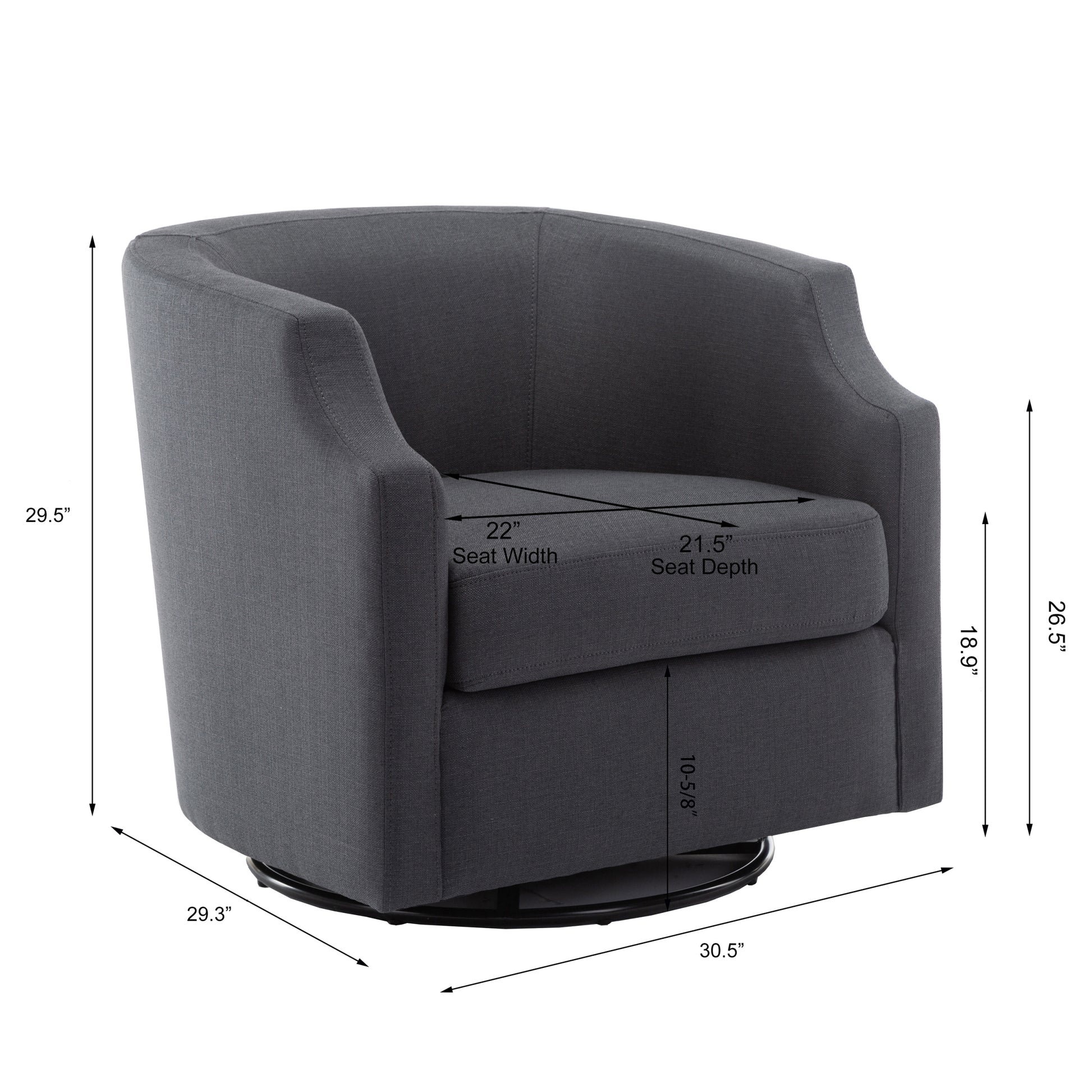 Isabelle Ashen Grey Swivel Glider Barrel Chair grey-foam-polyester