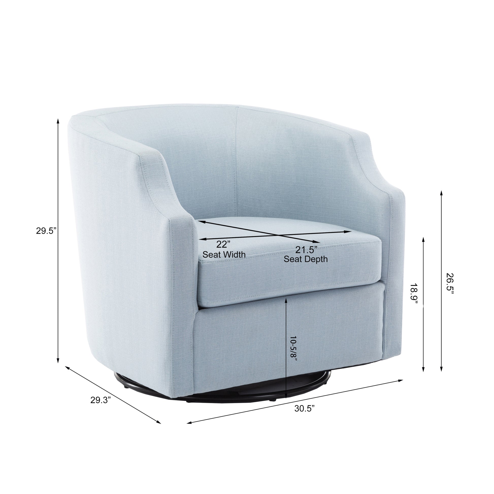 Isabelle Sky Blue Swivel Glider Barrel Chair light blue-foam-polyester