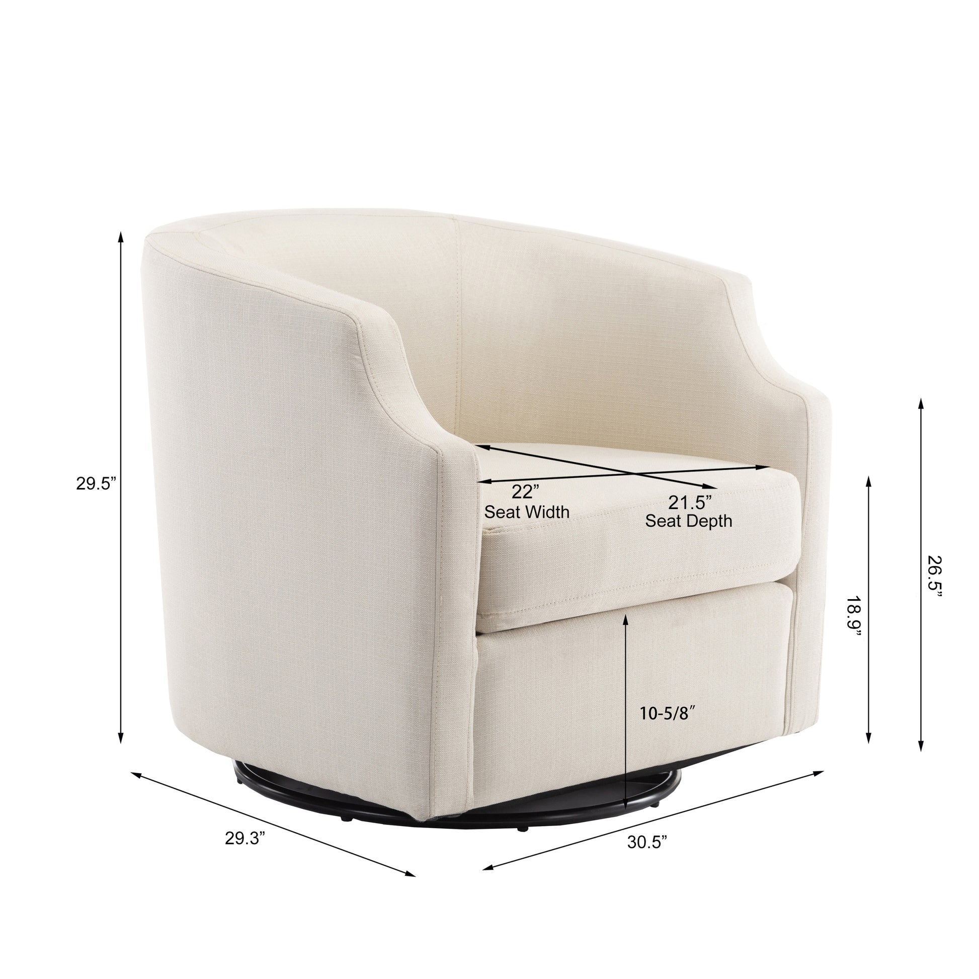 Isabelle Linen Swivel Glider Barrel Chair natural-foam-polyester