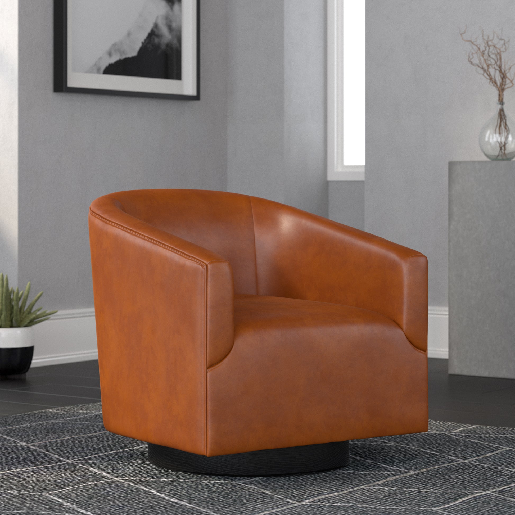 Garland Caramel Wood Base Swivel Chair caramel-foam-pu leather