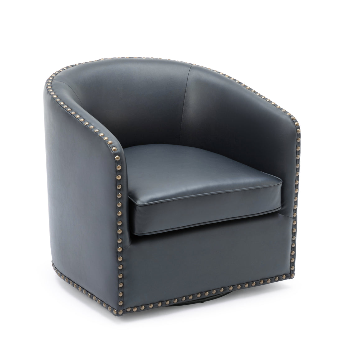 Trenton Swivel Arm Chair Midnight Blue dark blue-foam-pu leather