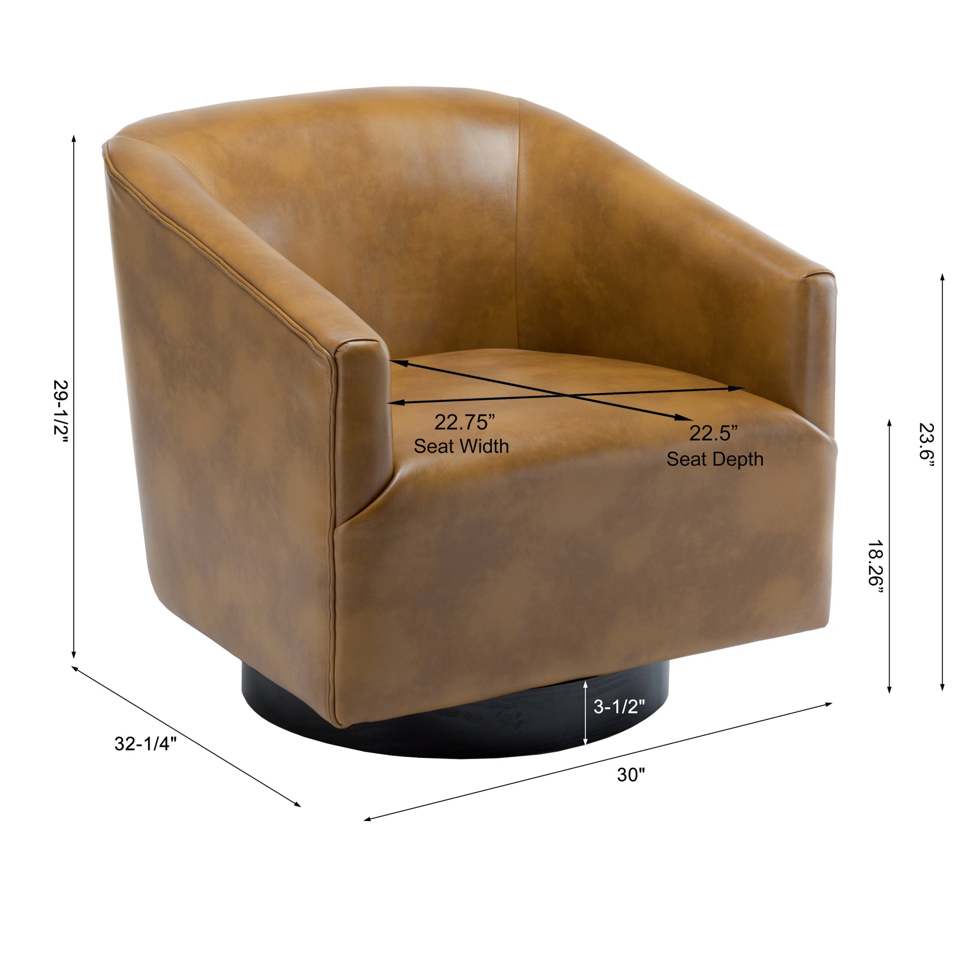 Garland Camel Wood Base Swivel Chair camel-foam-pu leather