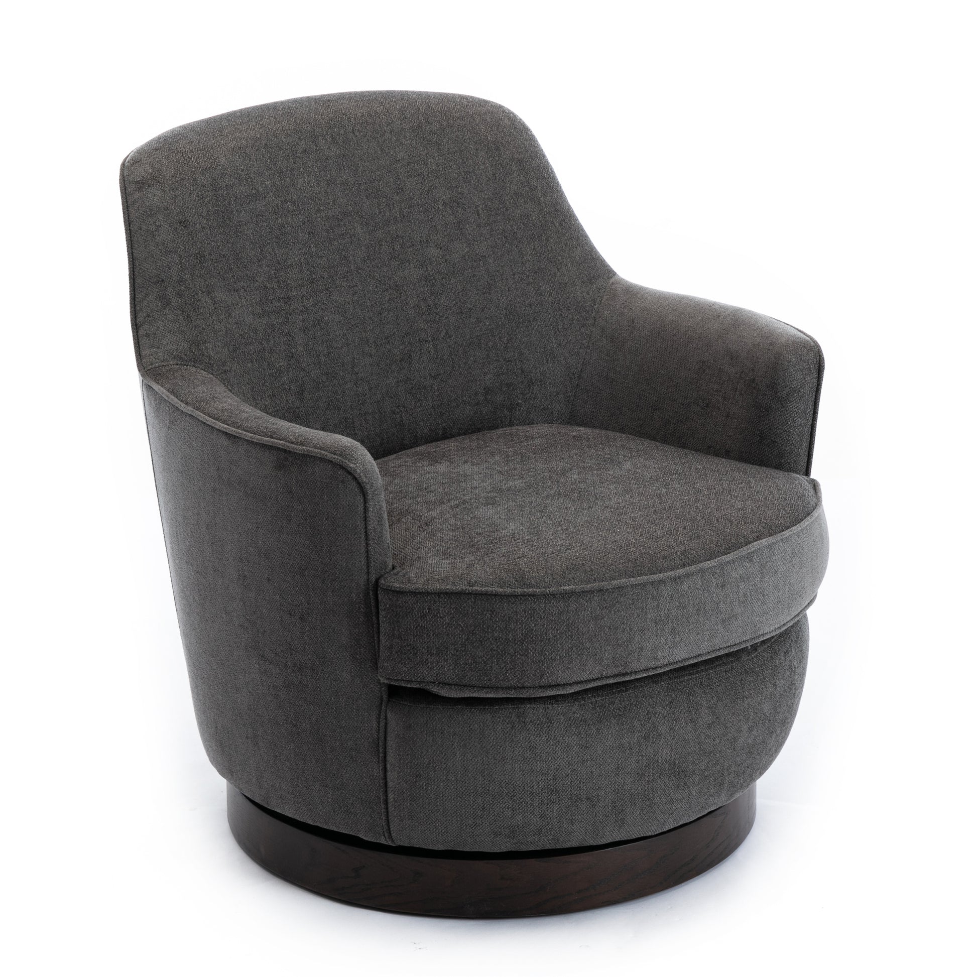 Richfield Charcoal Wood Base Swivel Chair charcoal grey-foam-polyester