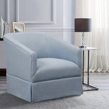 Earl Sky Blue Skirted Swivel Chair light blue-foam-polyester