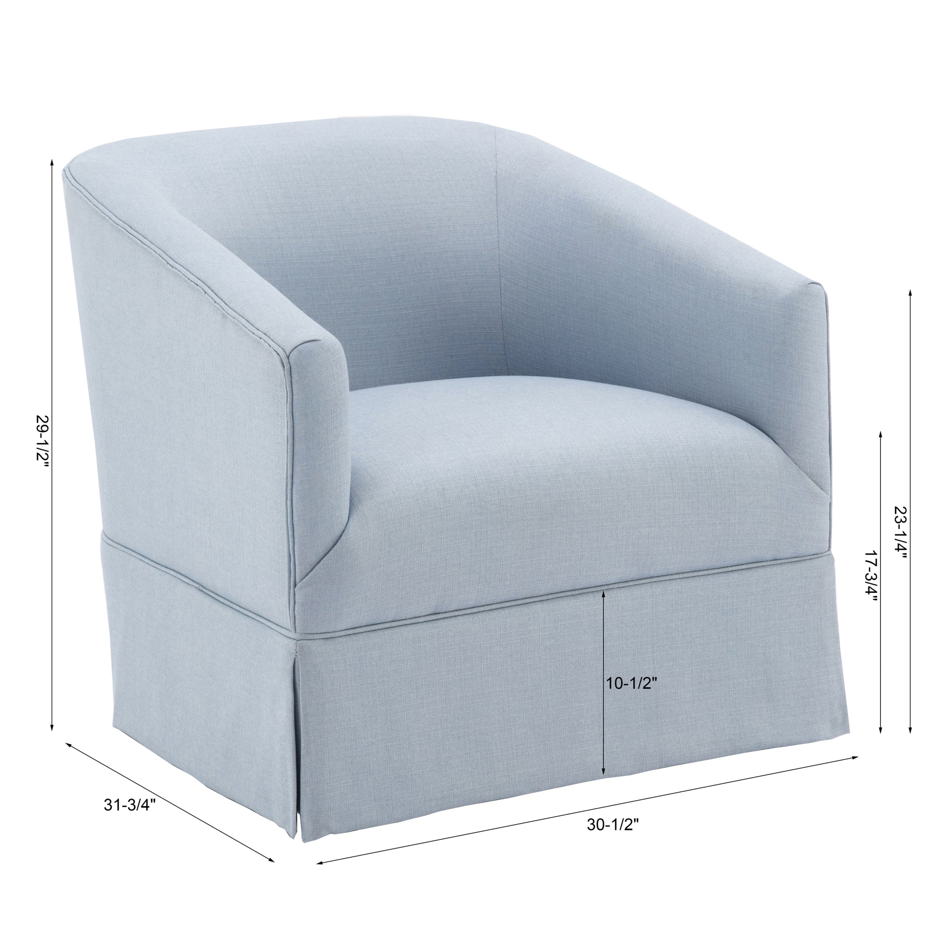 Earl Sky Blue Skirted Swivel Chair light blue-foam-polyester