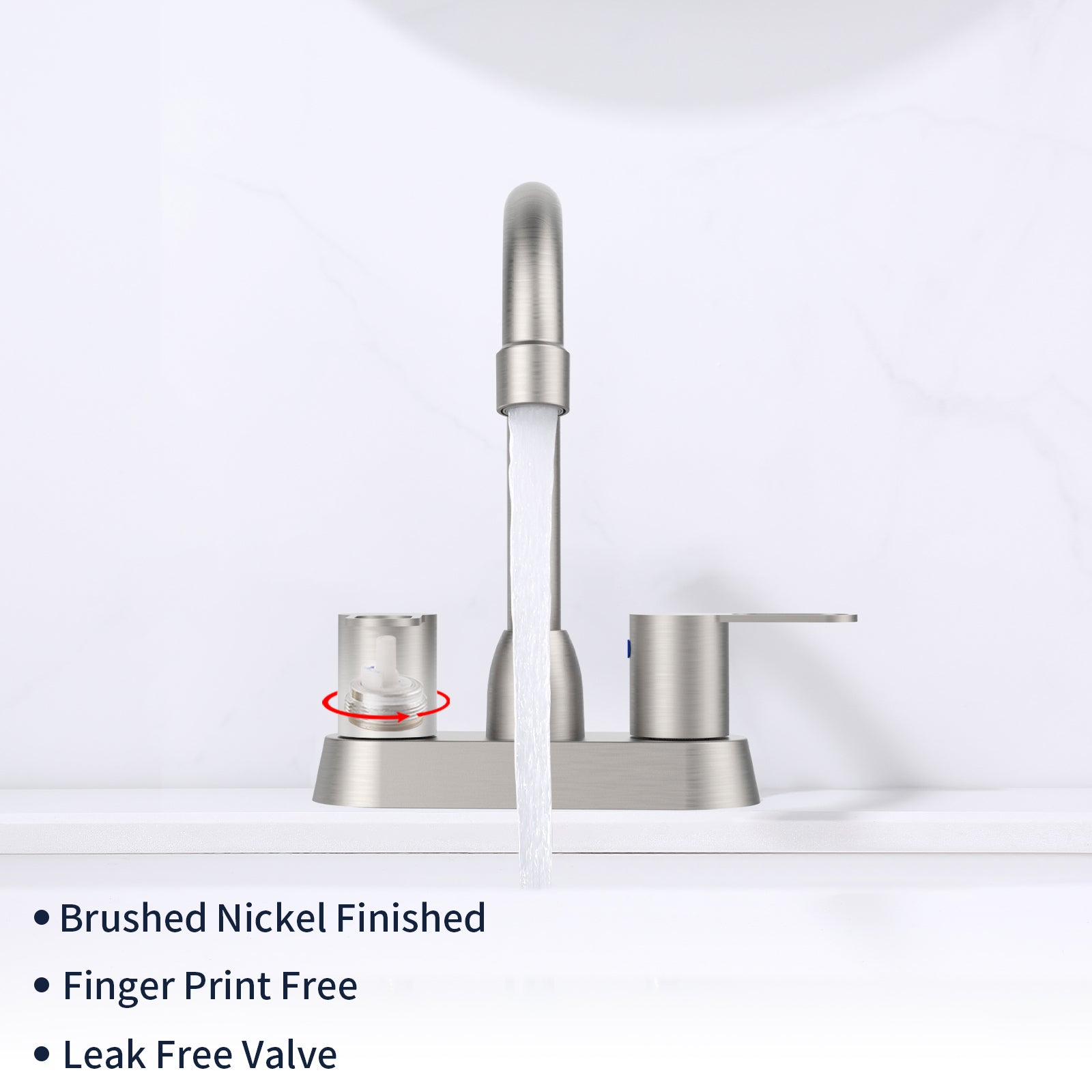 2 Handles Bathroom Sink Faucet, Brushed Nickel brushed nickel-metal